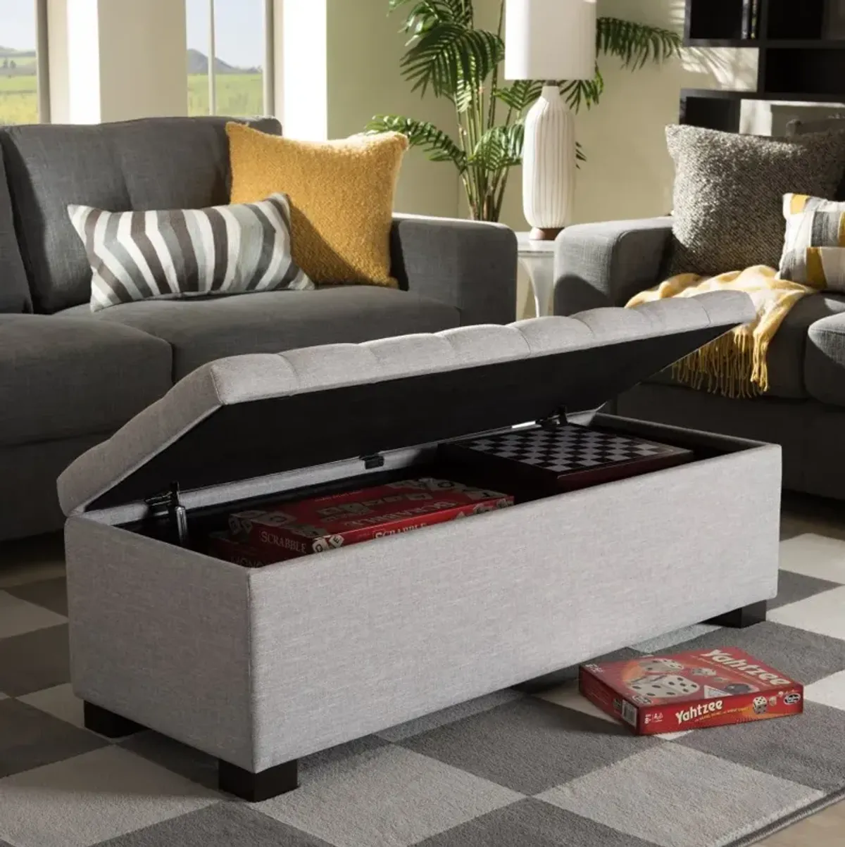 Roanoke Light Gray Storage Bench