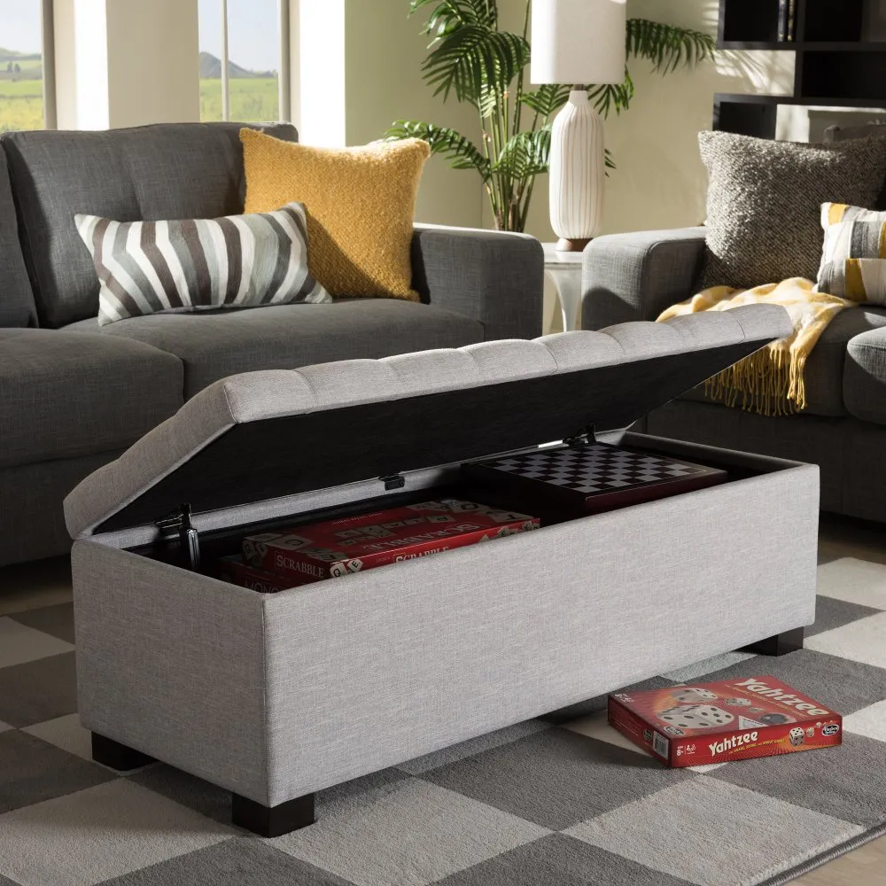 Roanoke Light Gray Storage Bench