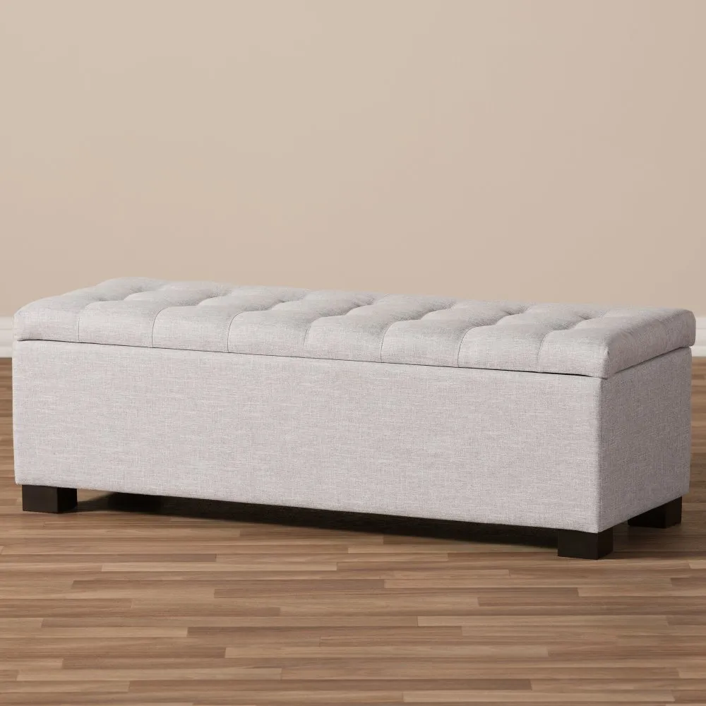 Roanoke Light Gray Storage Bench