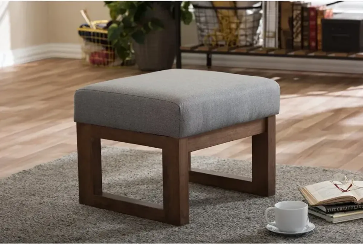 Yashiya Gray Upholstered Ottoman Stool