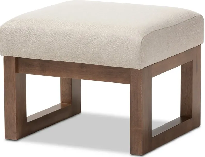 Yashiya Beige Upholstered Ottoman Stool