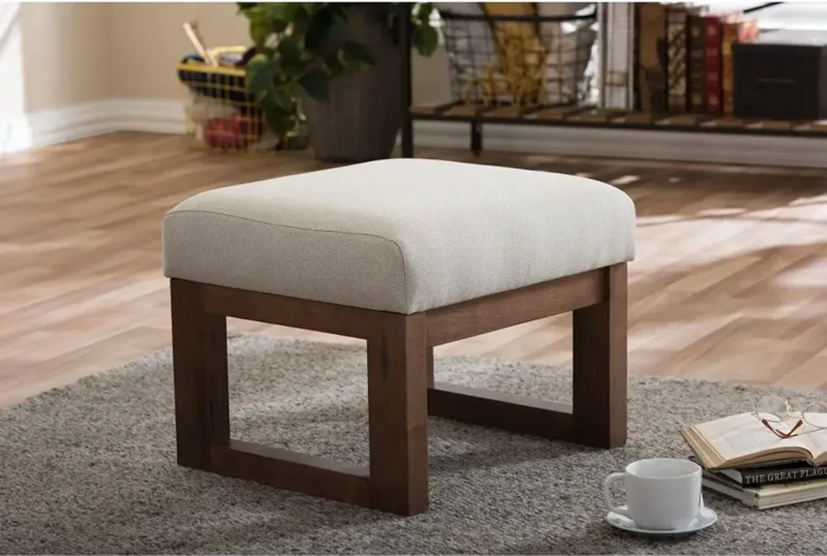 Yashiya Beige Upholstered Ottoman Stool