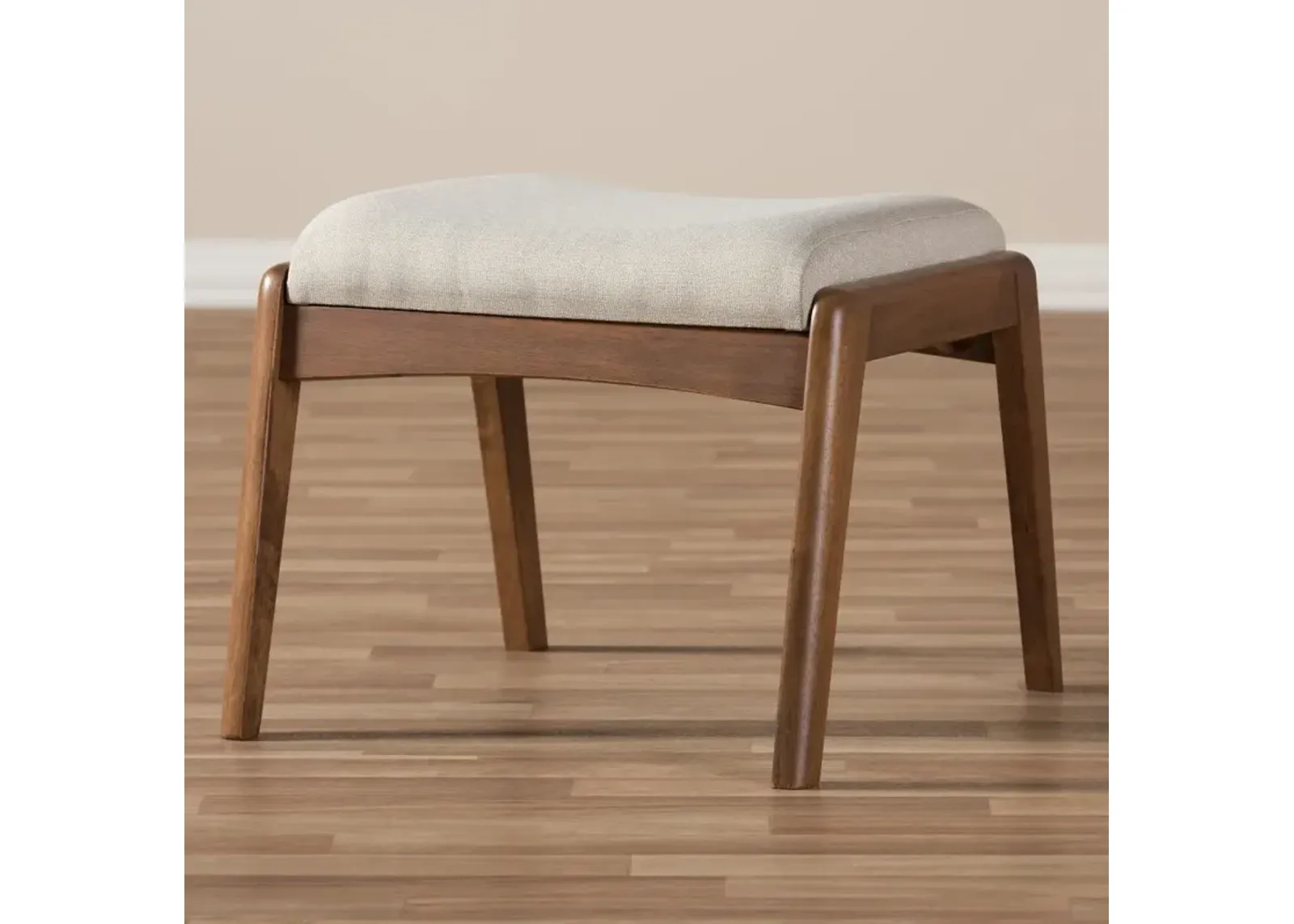 Roxy Beige and Walnut Ottoman