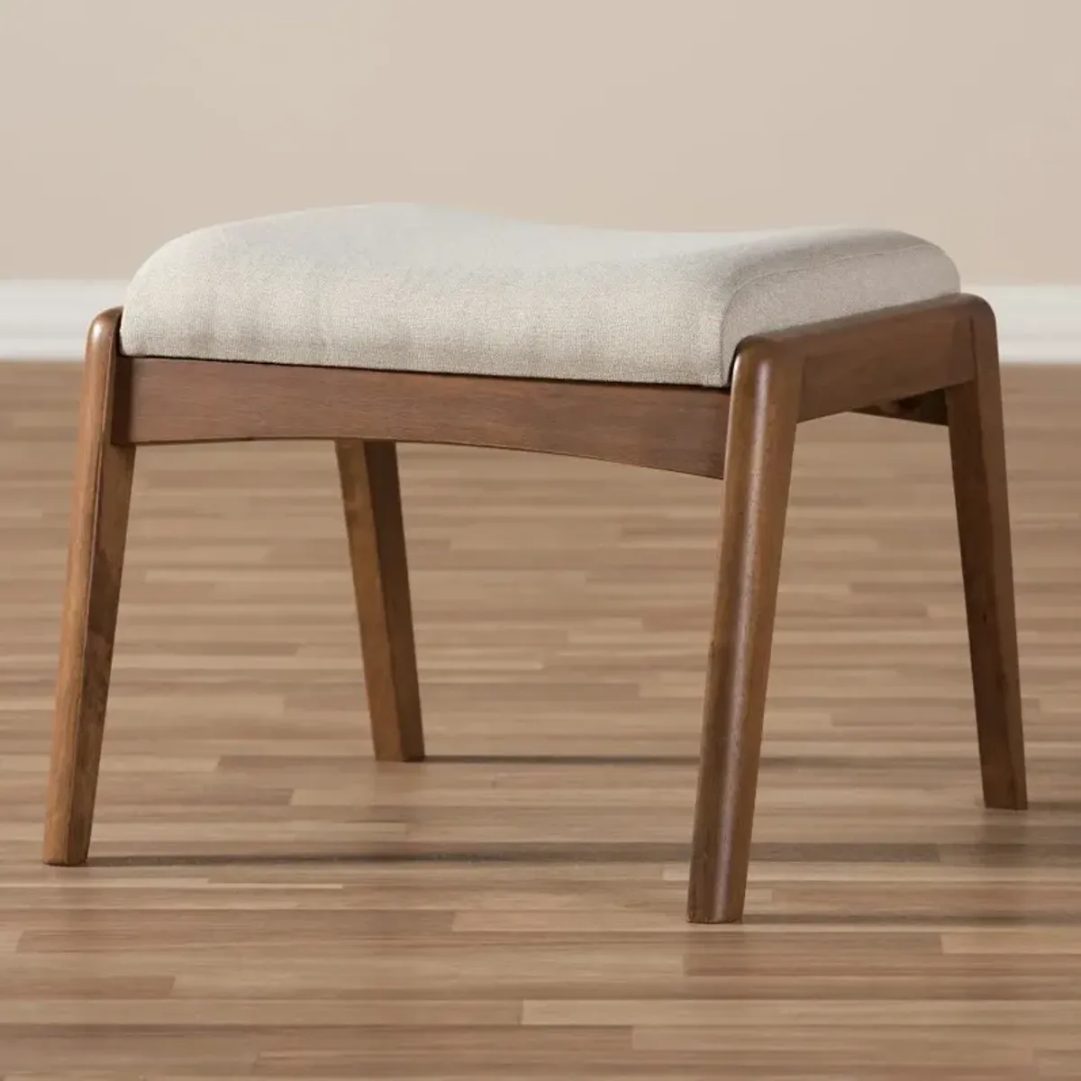 Roxy Beige and Walnut Ottoman