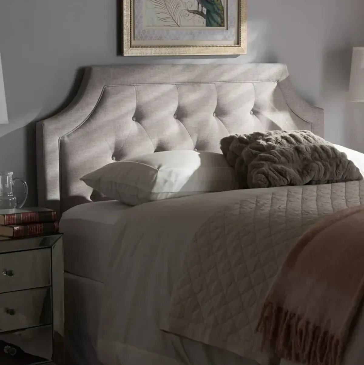 Mars Grayish Beige Upholstered King Headboard