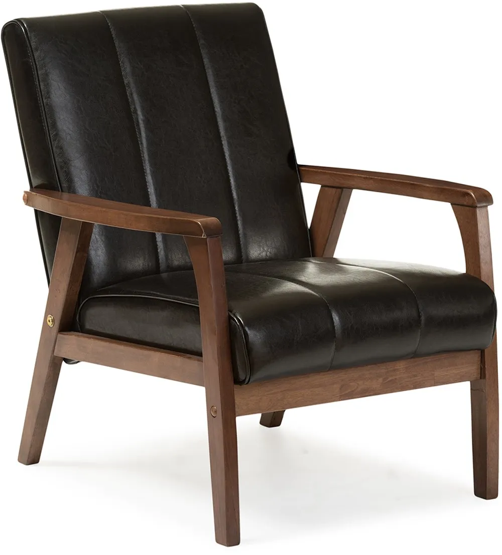 Nikko Black Faux Leather Lounge Chair