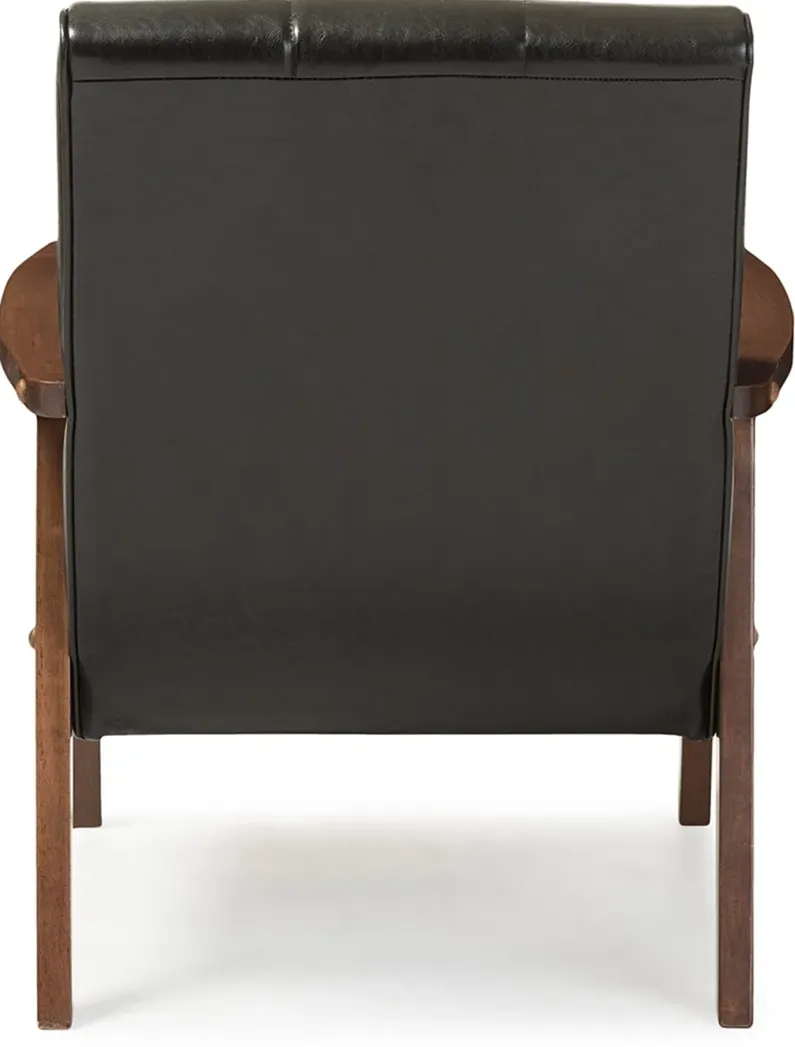 Nikko Black Faux Leather Lounge Chair