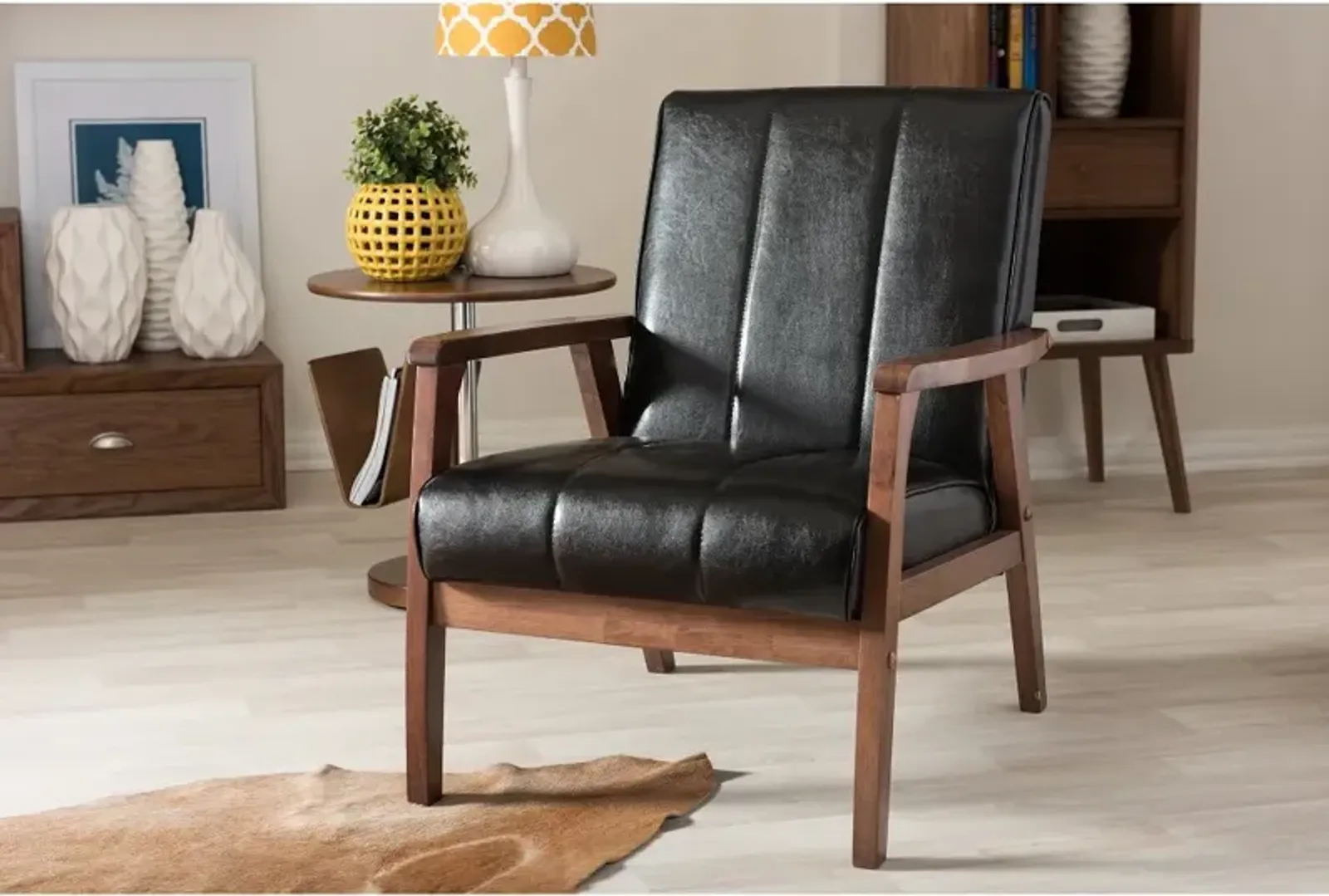 Nikko Black Faux Leather Lounge Chair