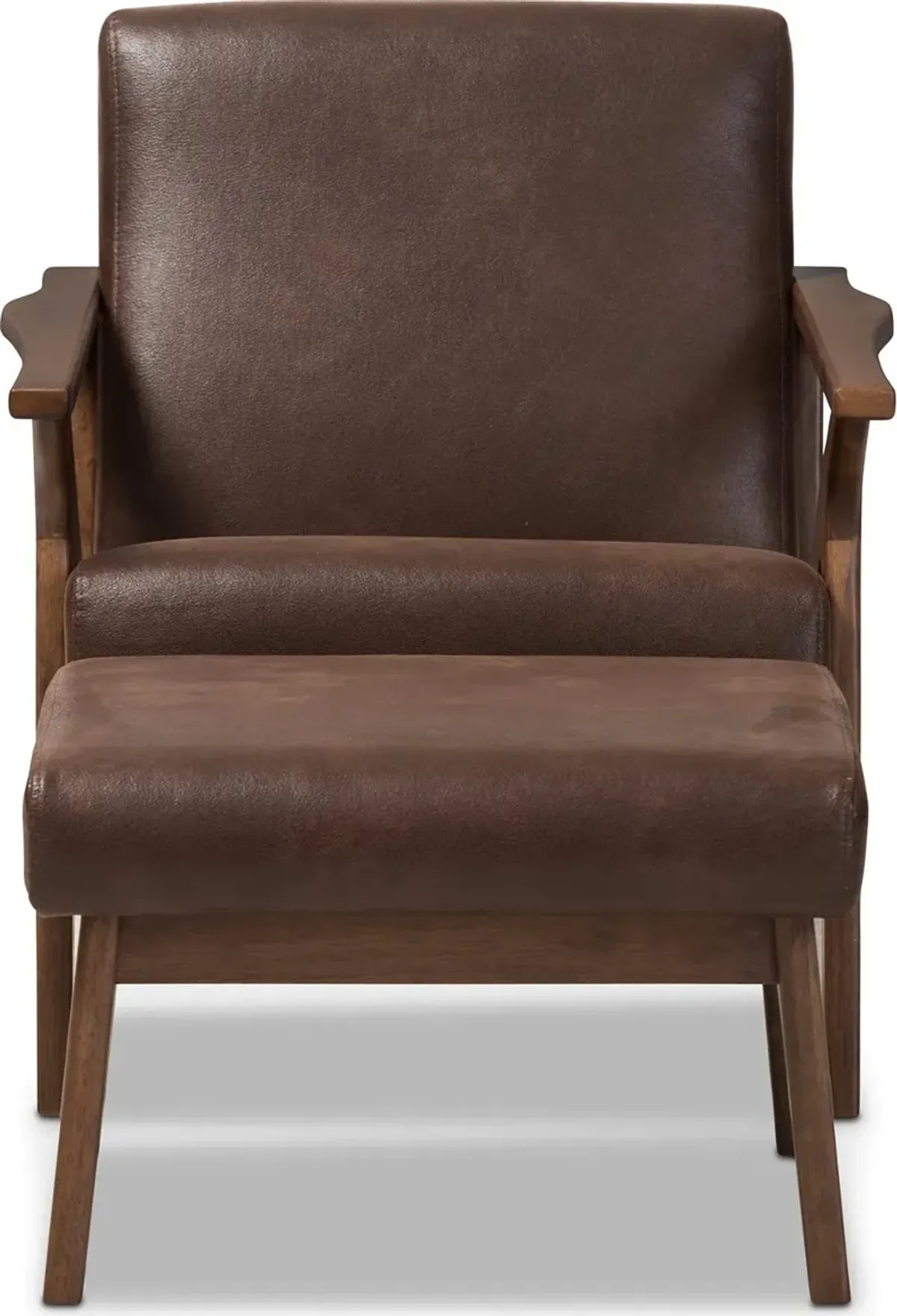 Bianca Dark Brown Faux Leather Lounge Chair and Ottoman