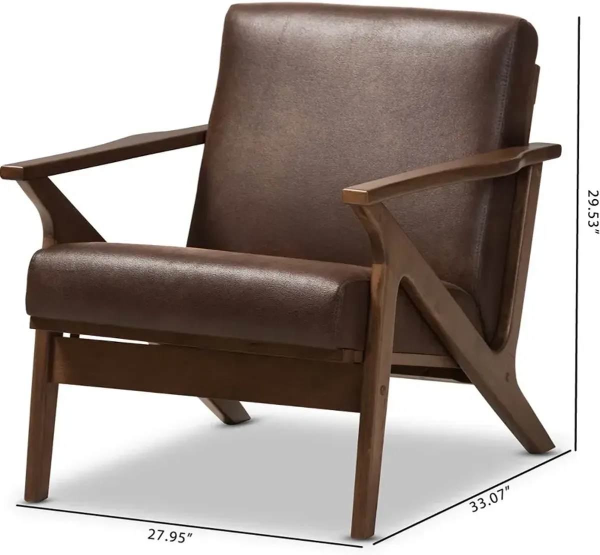 Bianca Dark Brown Faux Leather Lounge Chair