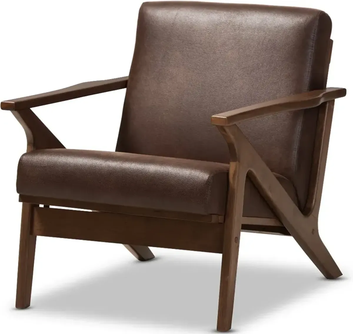 Bianca Dark Brown Faux Leather Lounge Chair