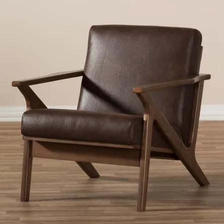 Bianca Dark Brown Faux Leather Lounge Chair