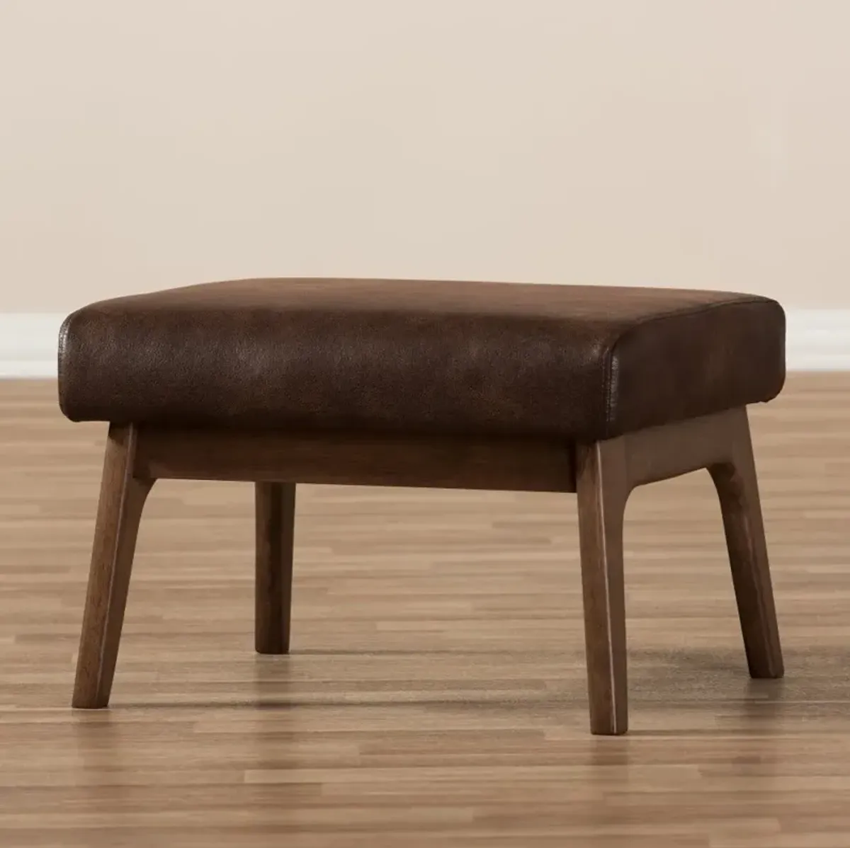 Bianca Dark Brown Faux Leather Ottoman