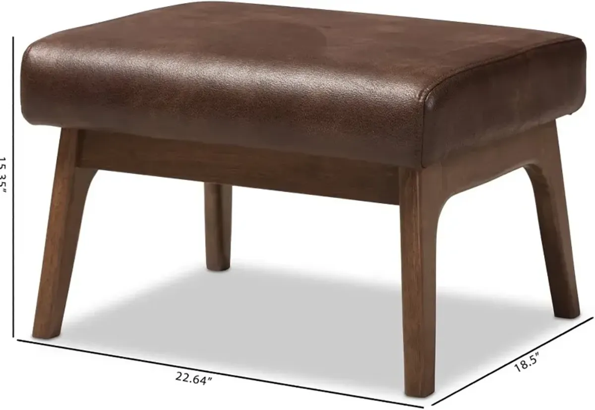 Bianca Dark Brown Faux Leather Ottoman