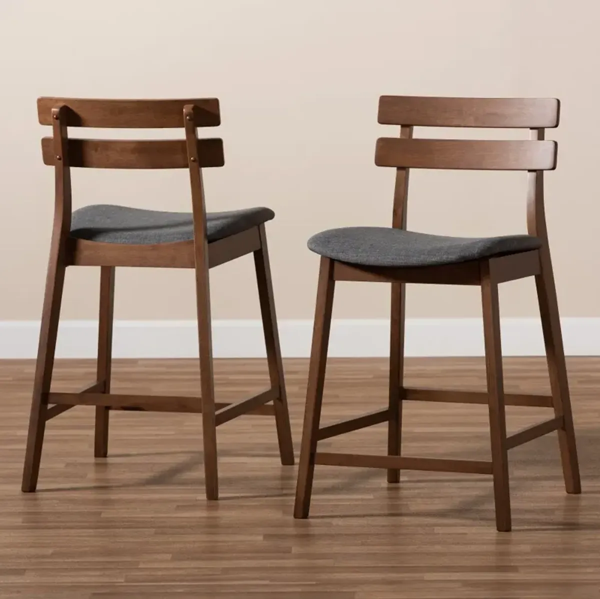 Larine Dark Gray Counter Height Stool (Set of 2)