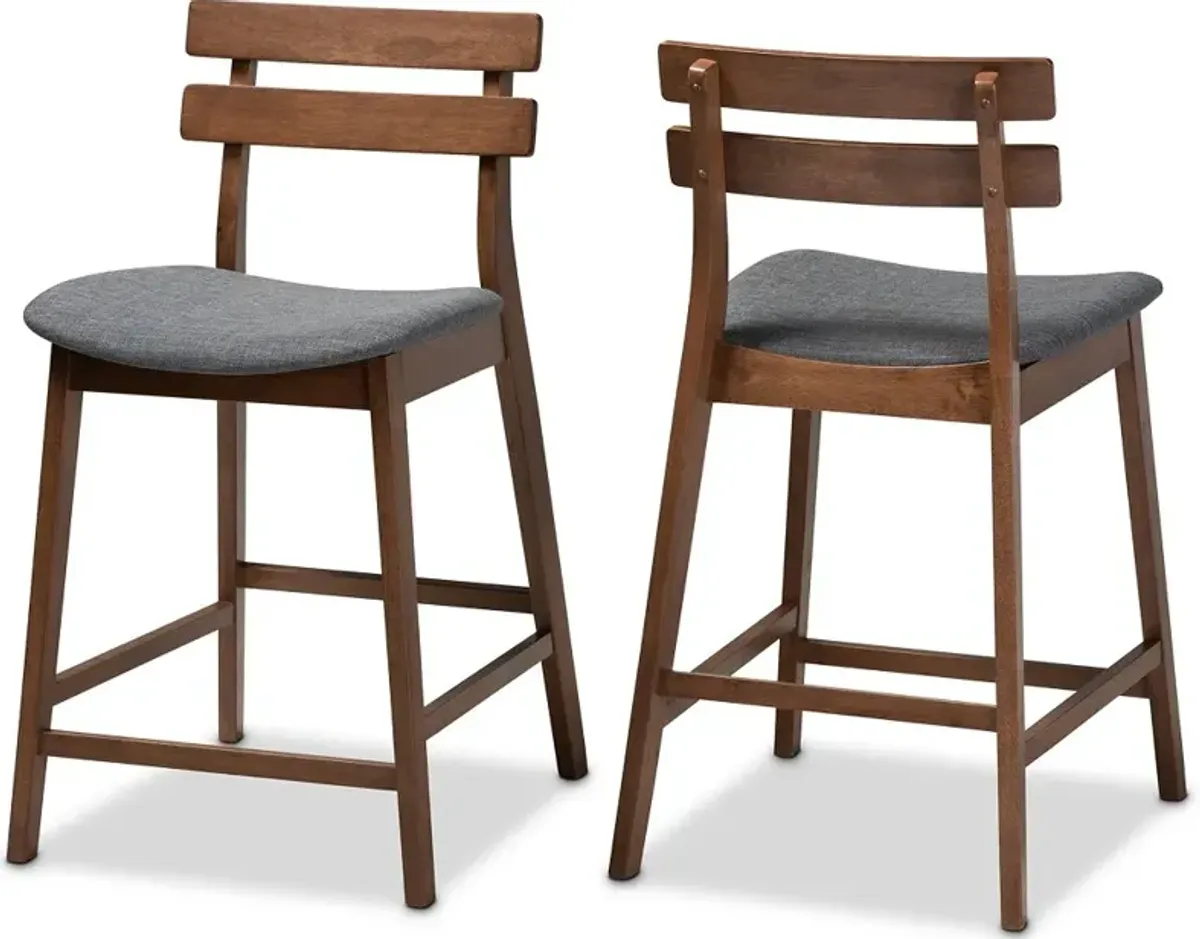 Larine Dark Gray Counter Height Stool (Set of 2)