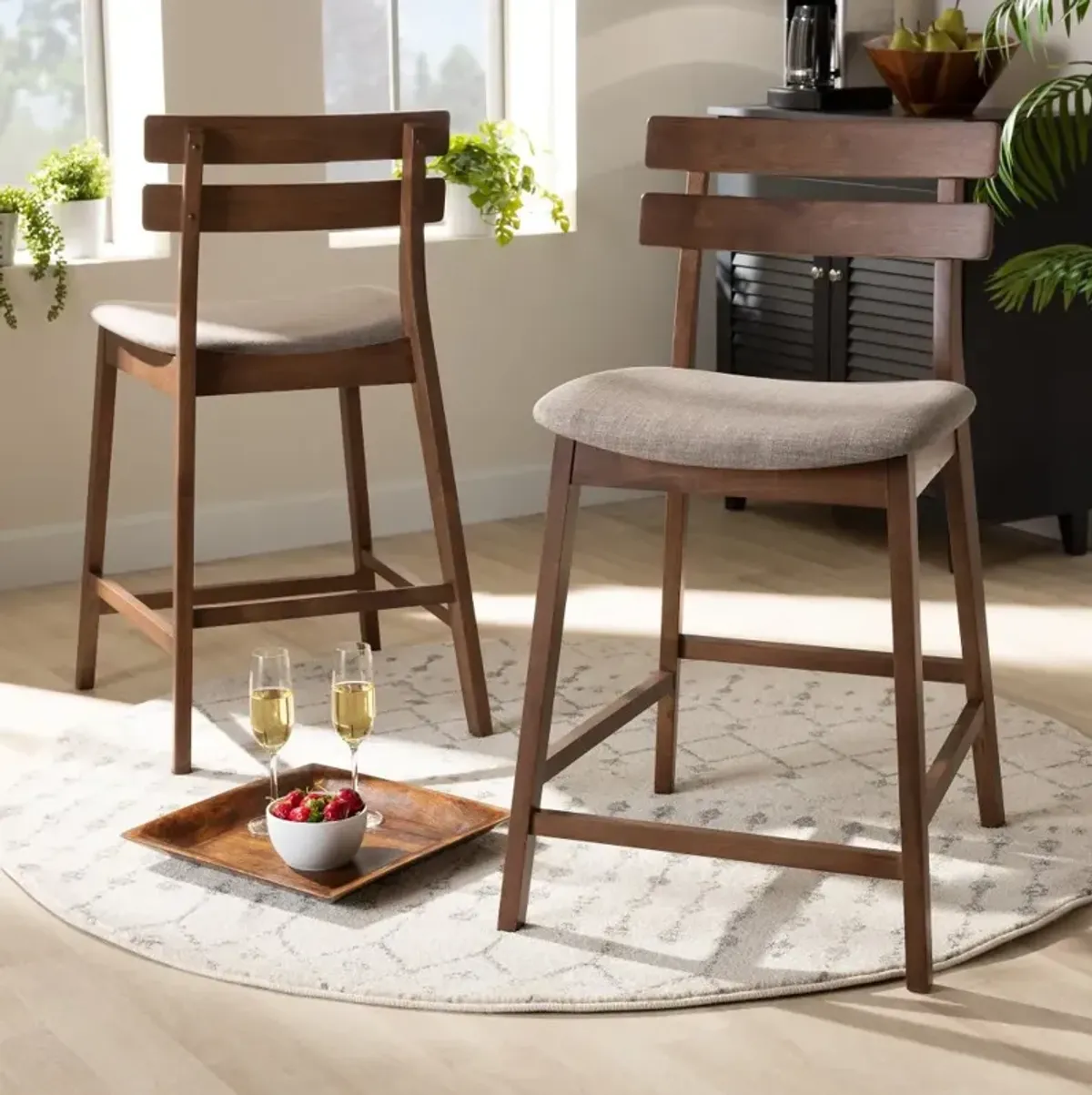 Larine Light Gray Counter Height Stool (Set of 2)