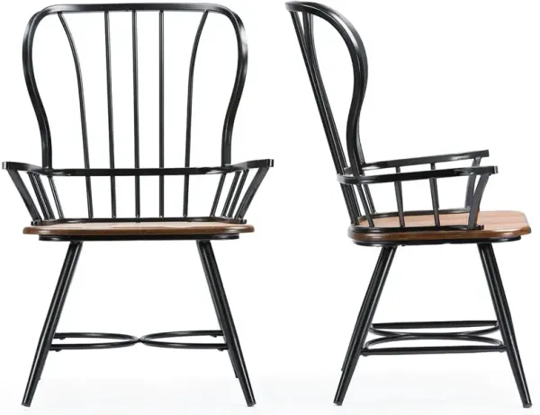 Longford Black Metal Dining Armchair (Set of 2)