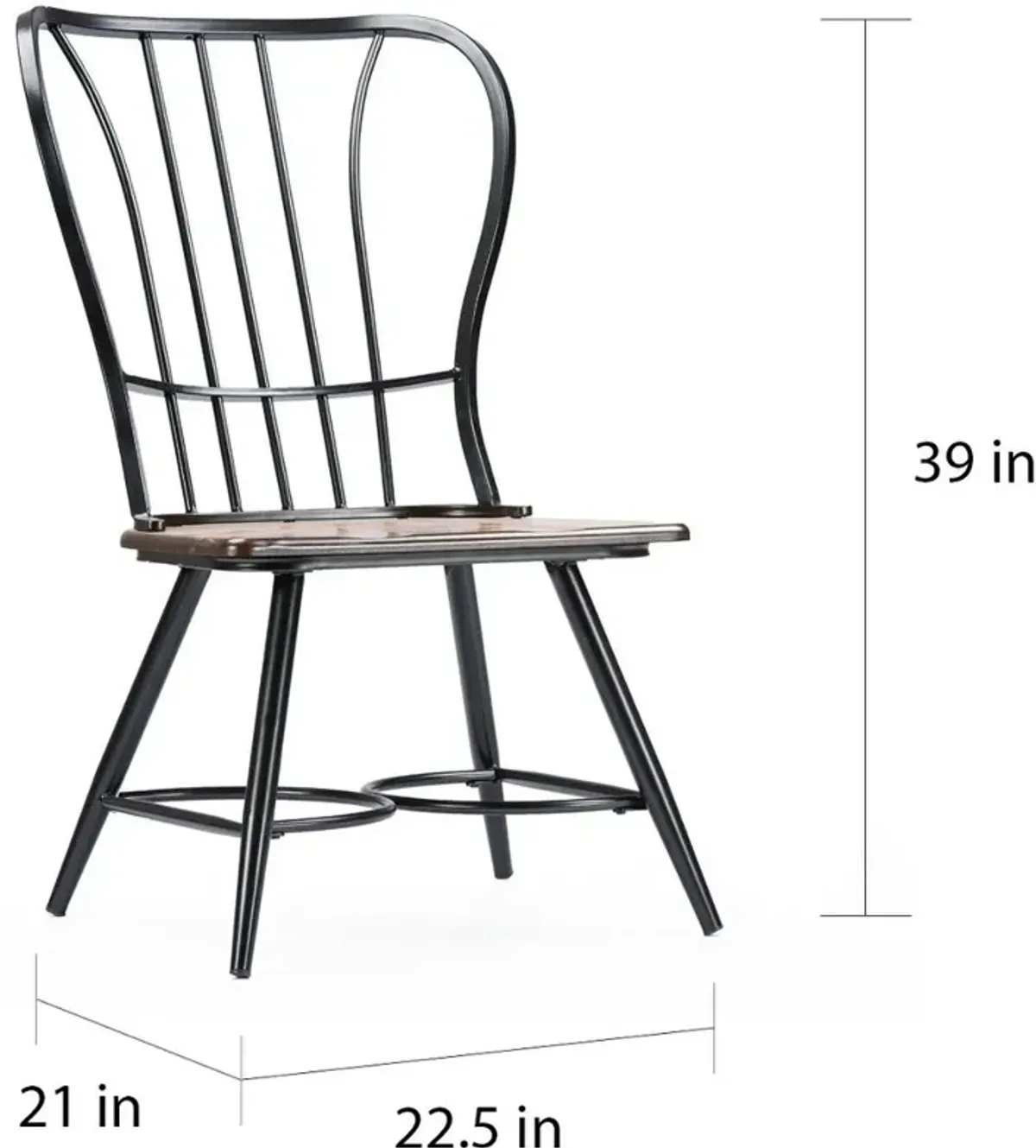 Longford Black Metal Dining Room Chair (Set of 2)