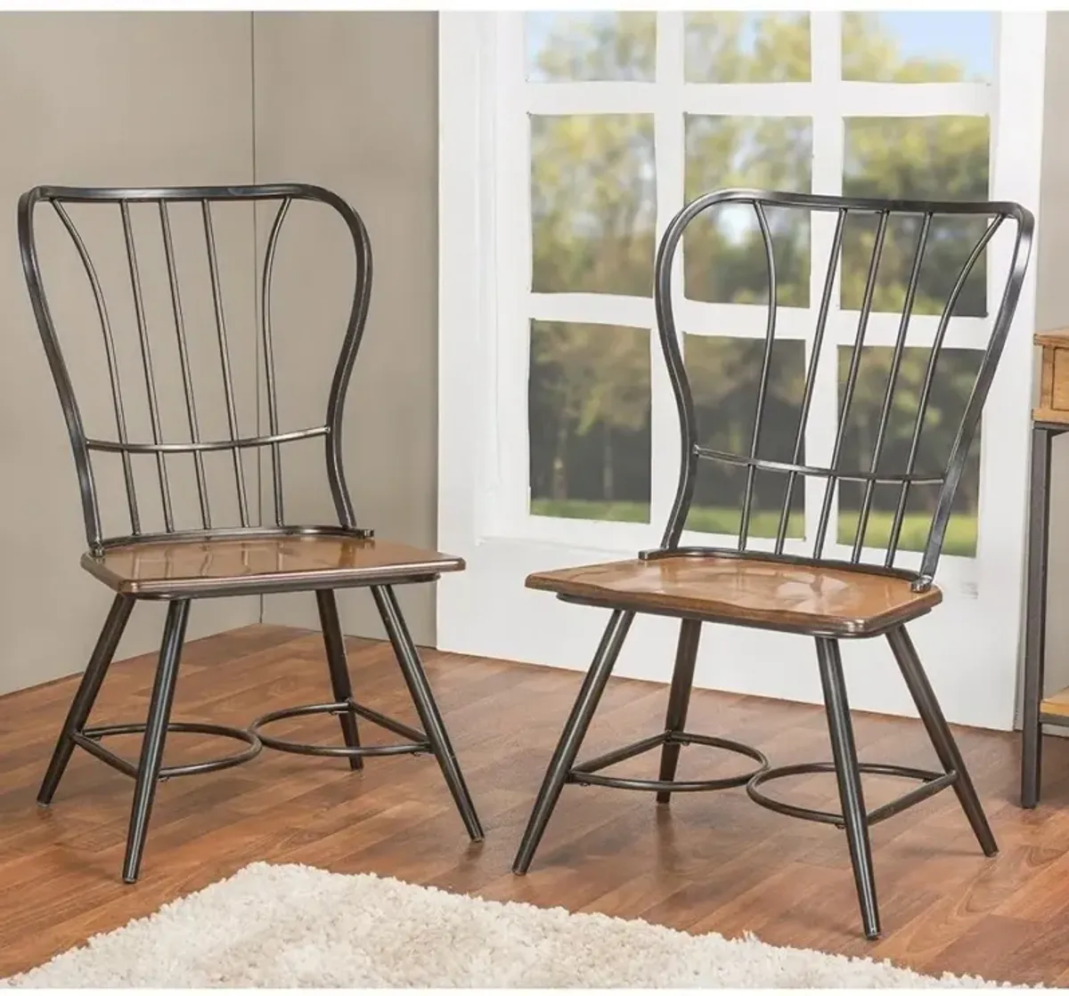 Longford Black Metal Dining Room Chair (Set of 2)