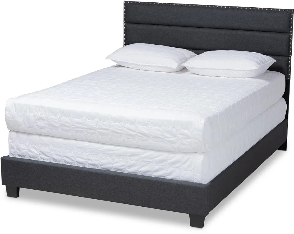 Ansa Dark Gray Upholstered Queen Bed