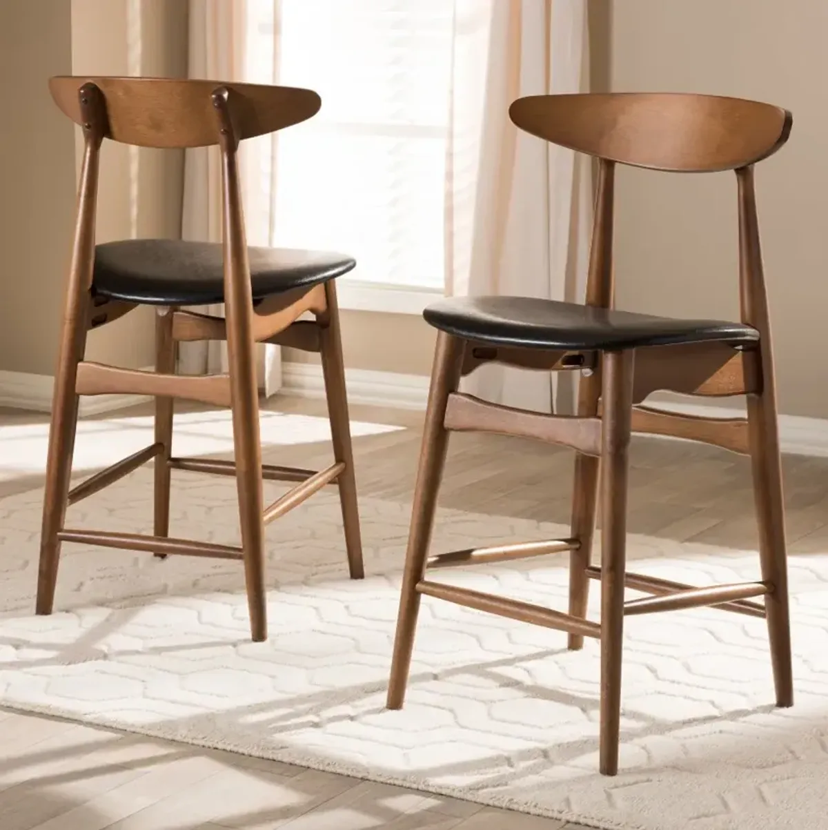 Flora Black Counter Height Stool (Set of 2)