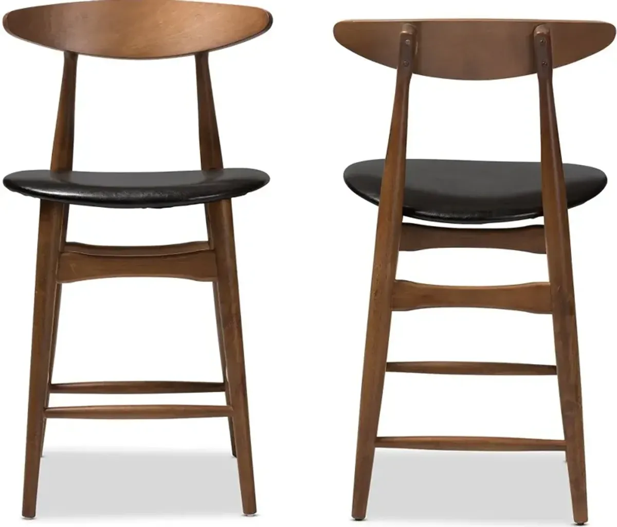 Flora Black Counter Height Stool (Set of 2)