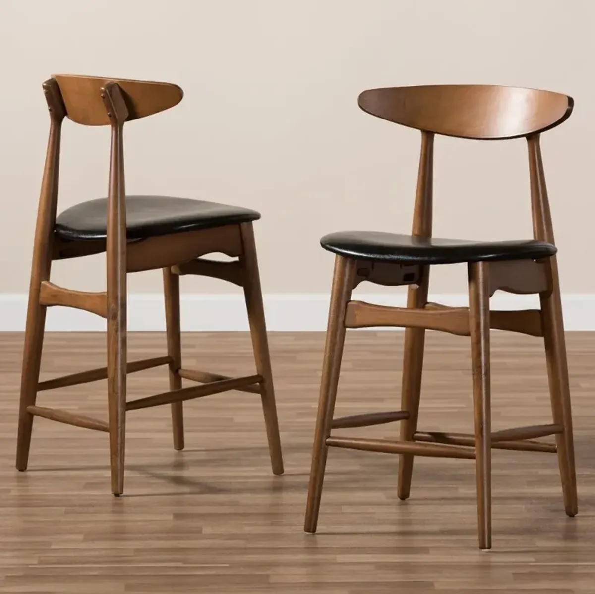 Flora Black Counter Height Stool (Set of 2)