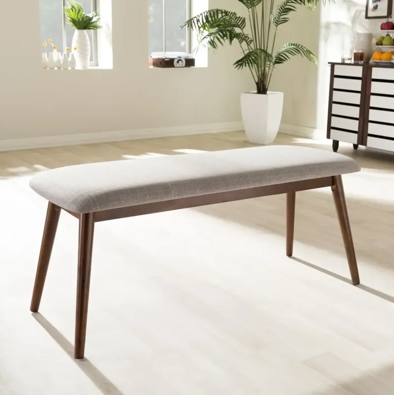 Flora Light Gray Dining Bench