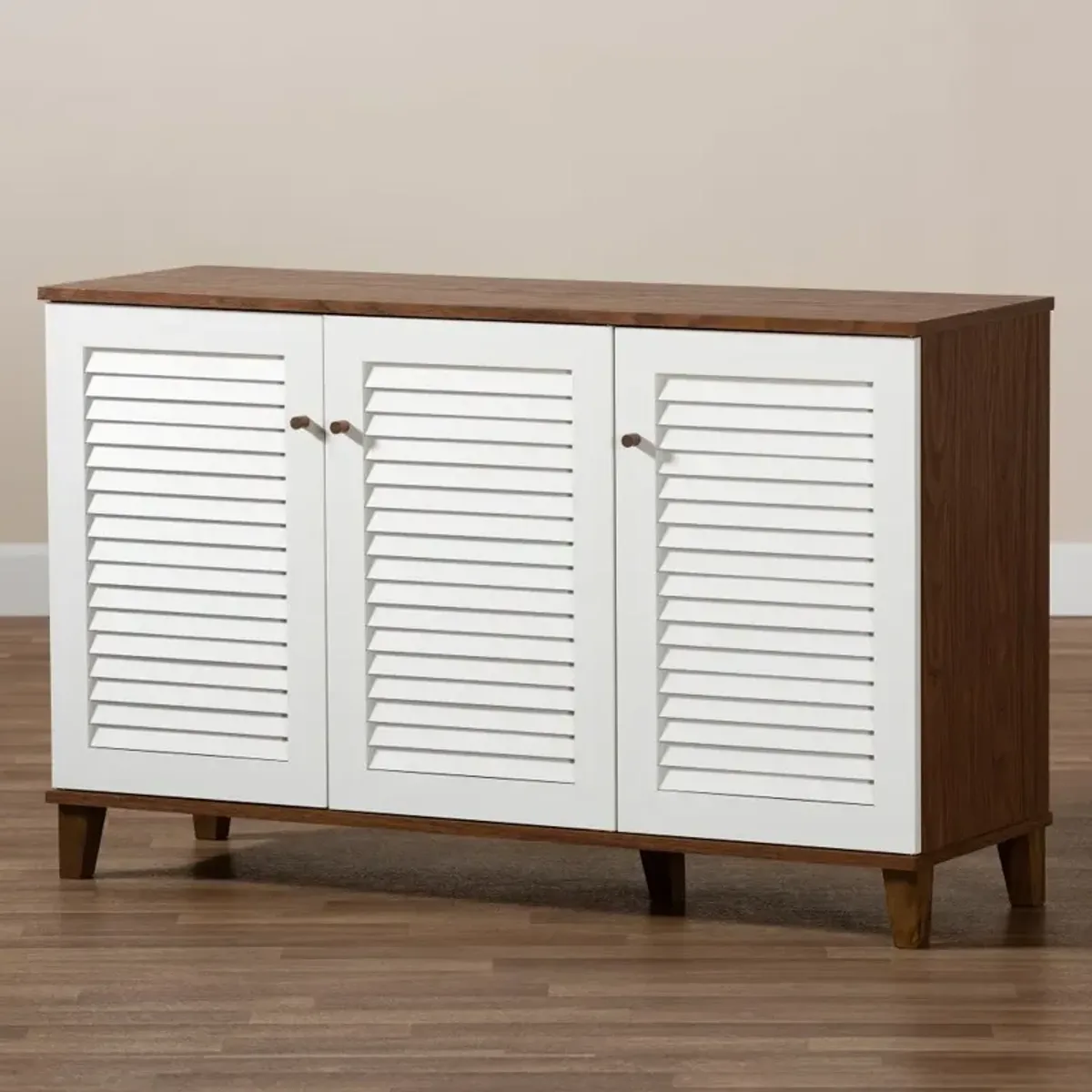 Coolidge Walnut & White Shoe Storage Cabinet