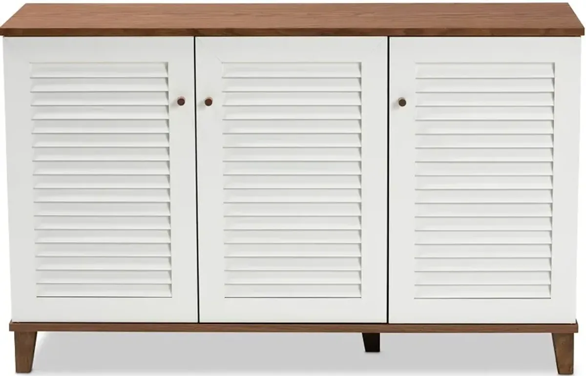 Coolidge Walnut & White Shoe Storage Cabinet