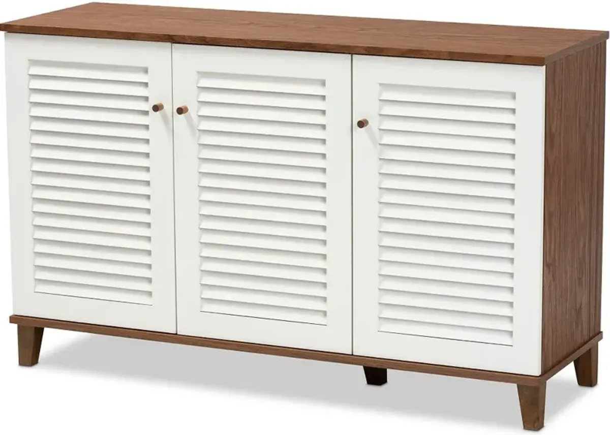 Coolidge Walnut & White Shoe Storage Cabinet