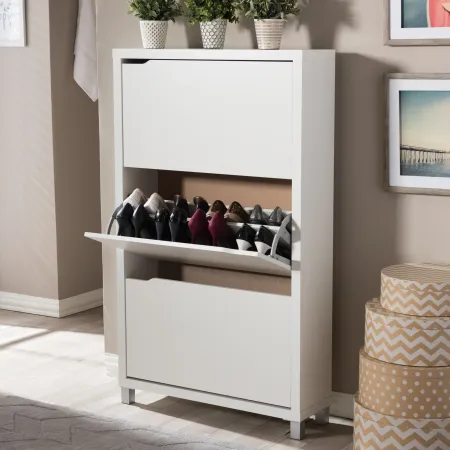 Simms White Modern Shoe Cabinet