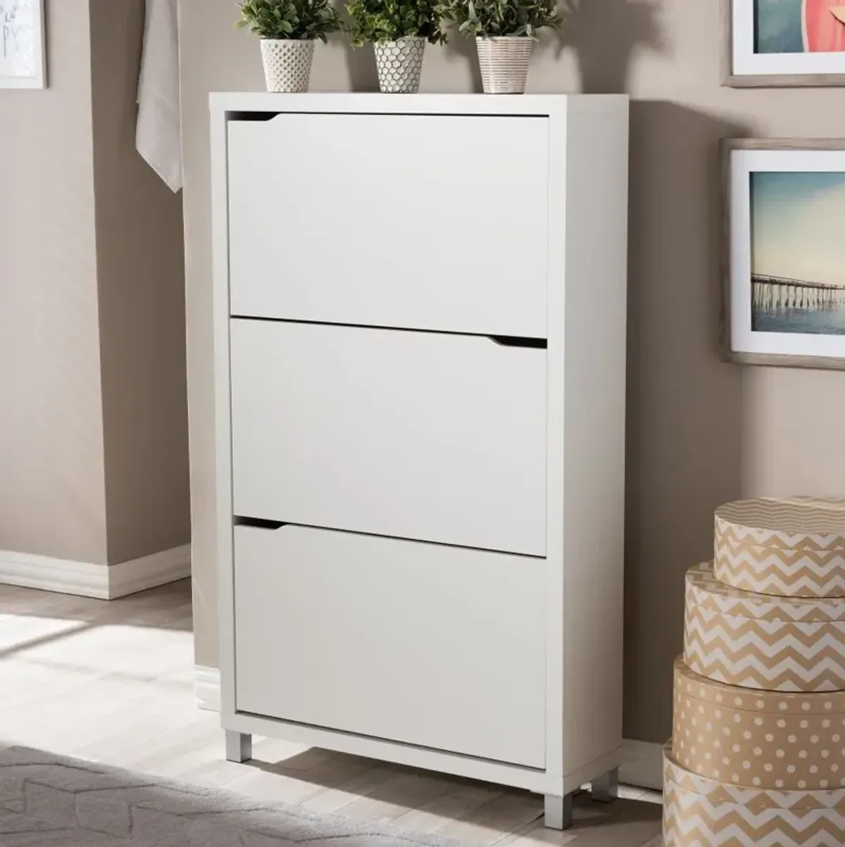 Simms White Modern Shoe Cabinet