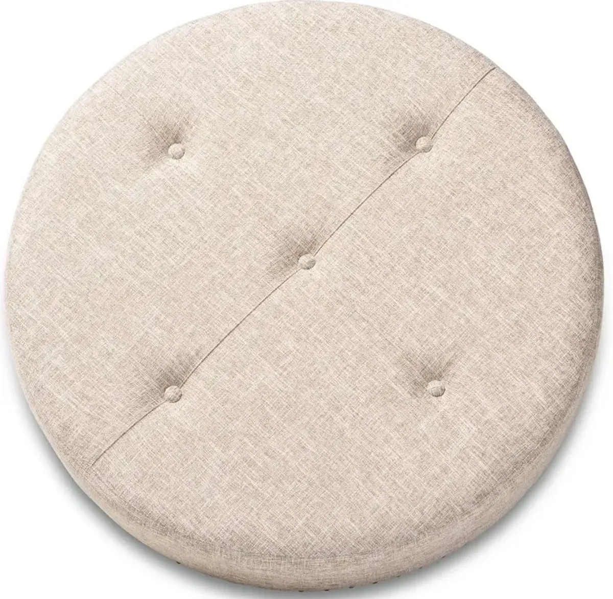 Vinet Beige Upholstered Round Cocktail Ottoman