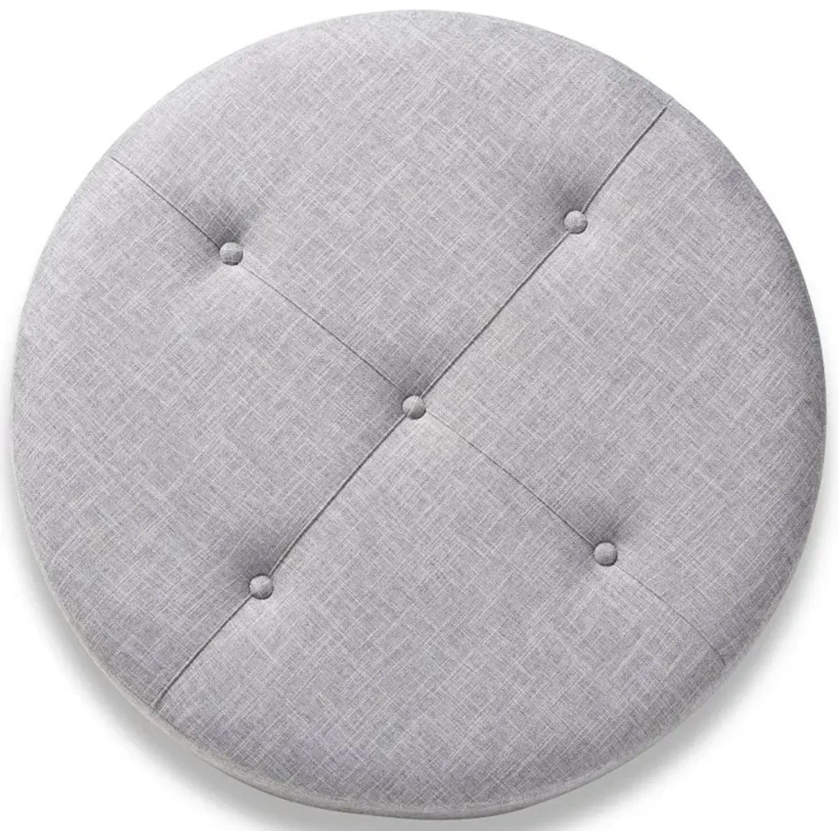 Vinet Gray Upholstered Round Cocktail Ottoman