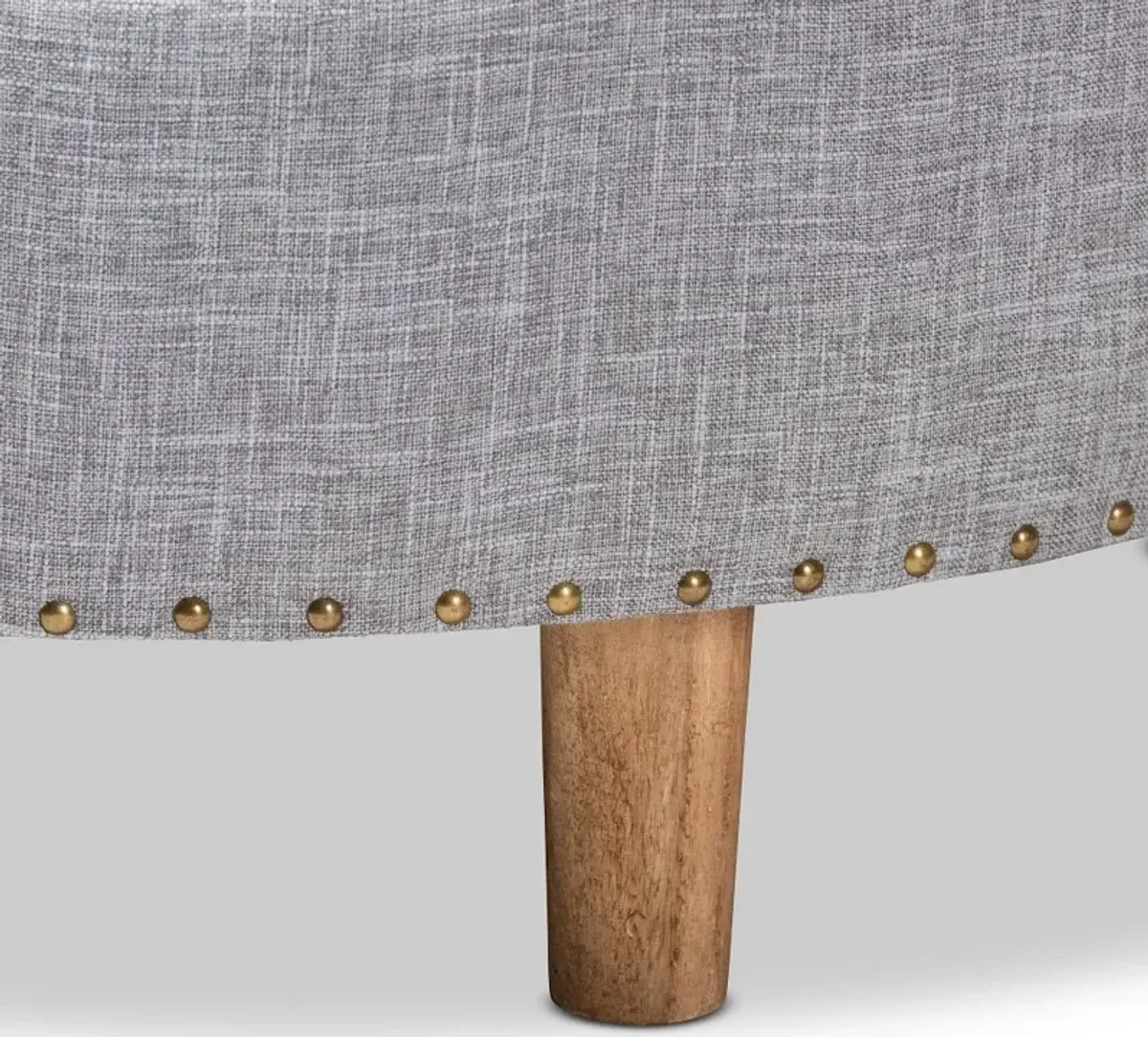 Vinet Gray Upholstered Round Cocktail Ottoman