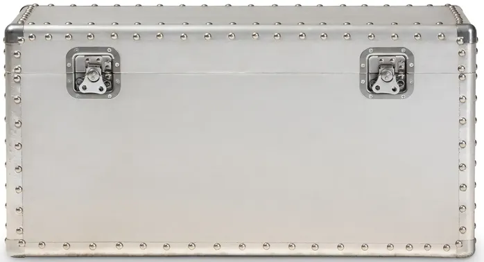 Serge French Industrial Silver Metal Storage Trunk