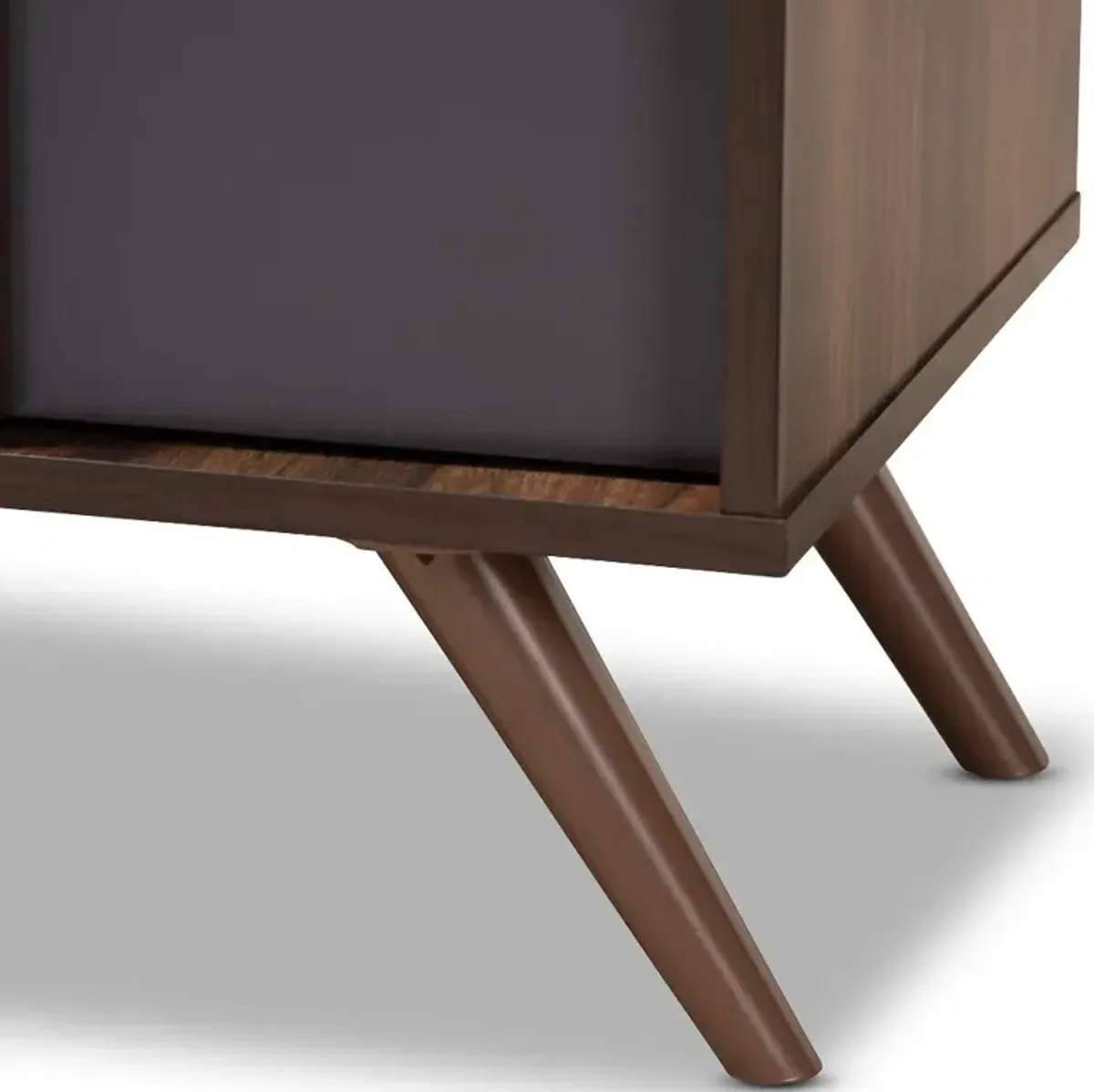 Naoki Gray and Walnut Wood Shoe Cabinet