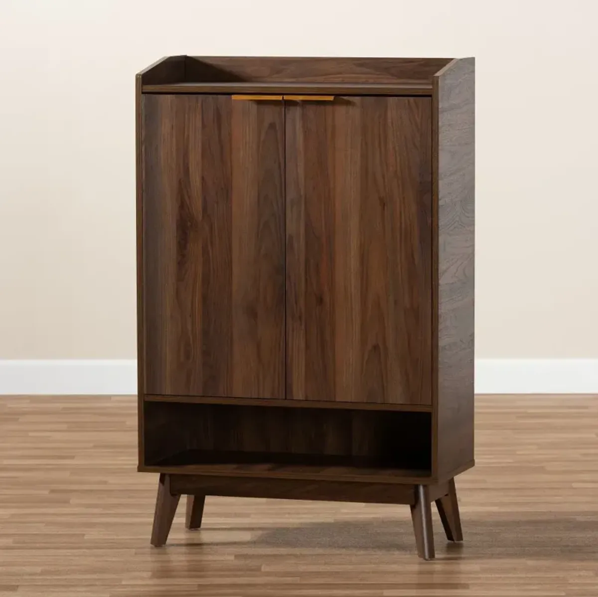 Lena Walnut Brown Shoe Storage Cabinet