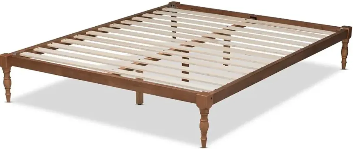 Iseline Ash Walnut Full Platform Bed with Turned Legs