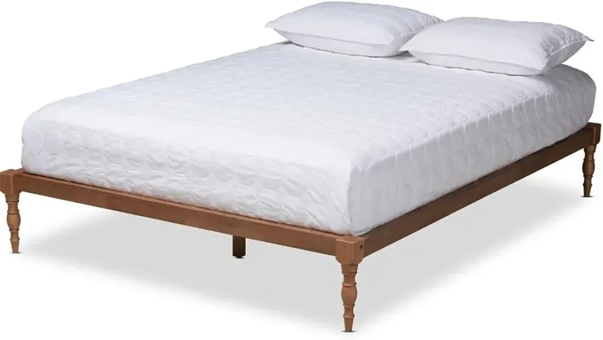 Iseline Ash Walnut Full Platform Bed with Turned Legs