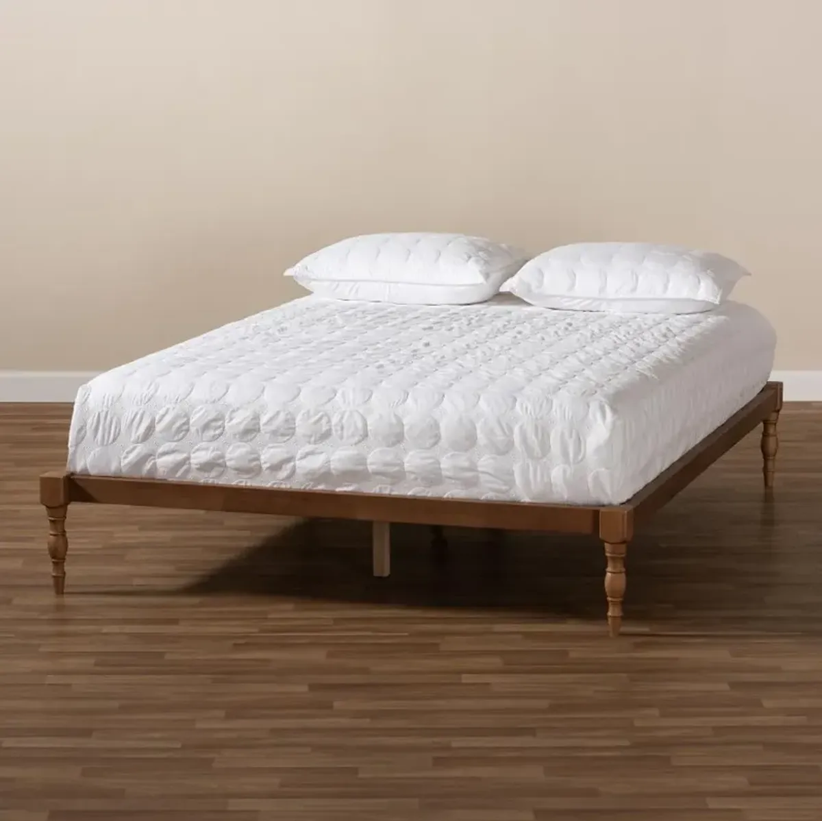 Iseline Ash Walnut Full Platform Bed with Turned Legs