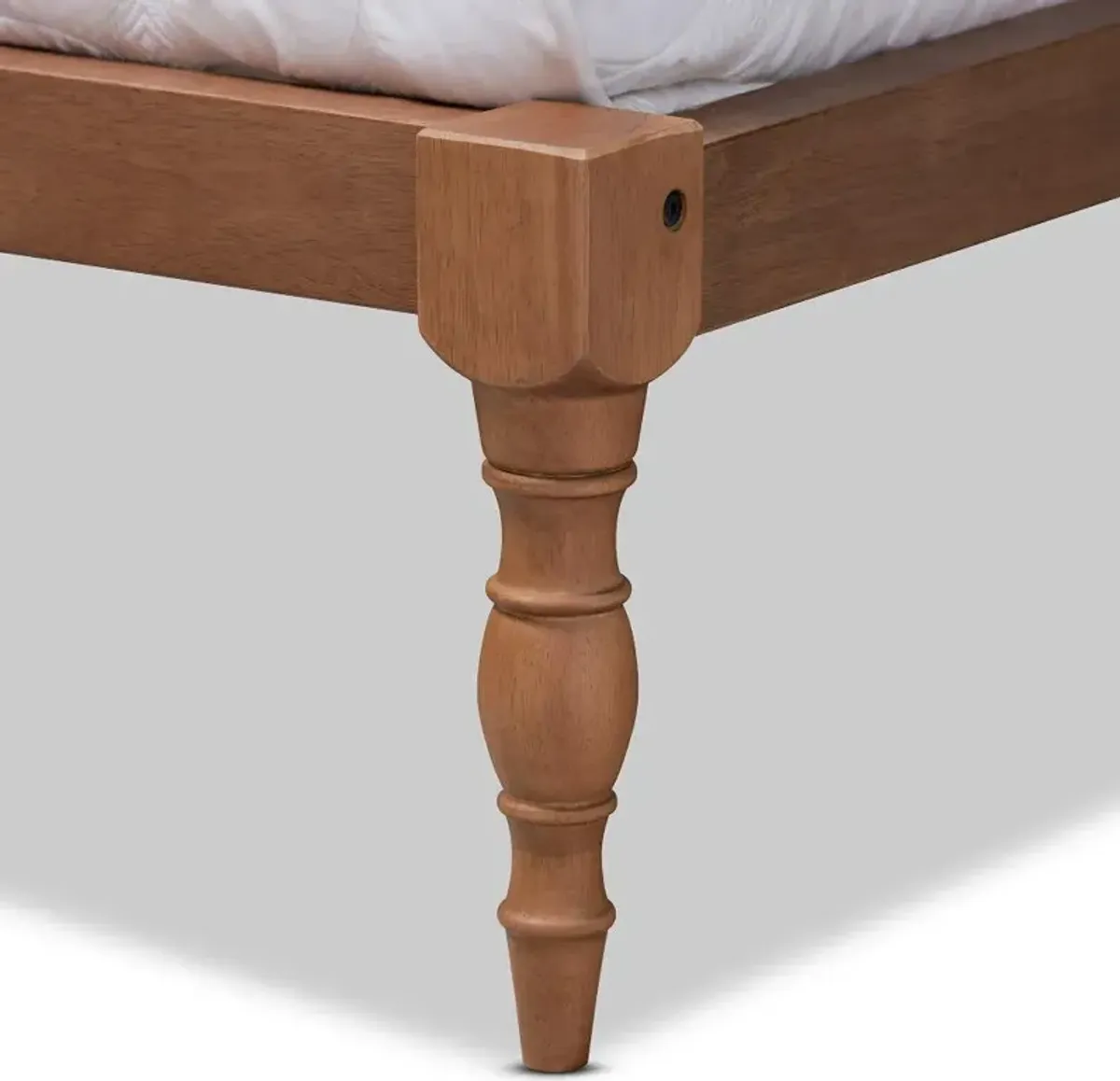 Iseline Ash Walnut Full Platform Bed with Turned Legs