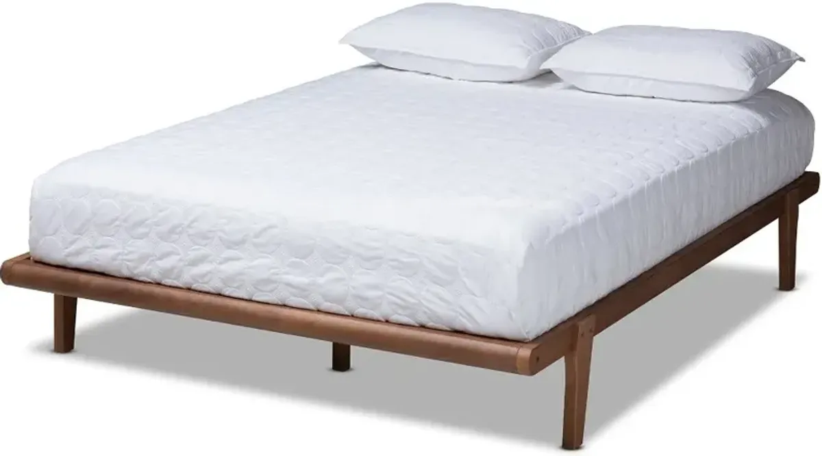 Kaia Walnut Brown Wood Queen Platform Bed Frame