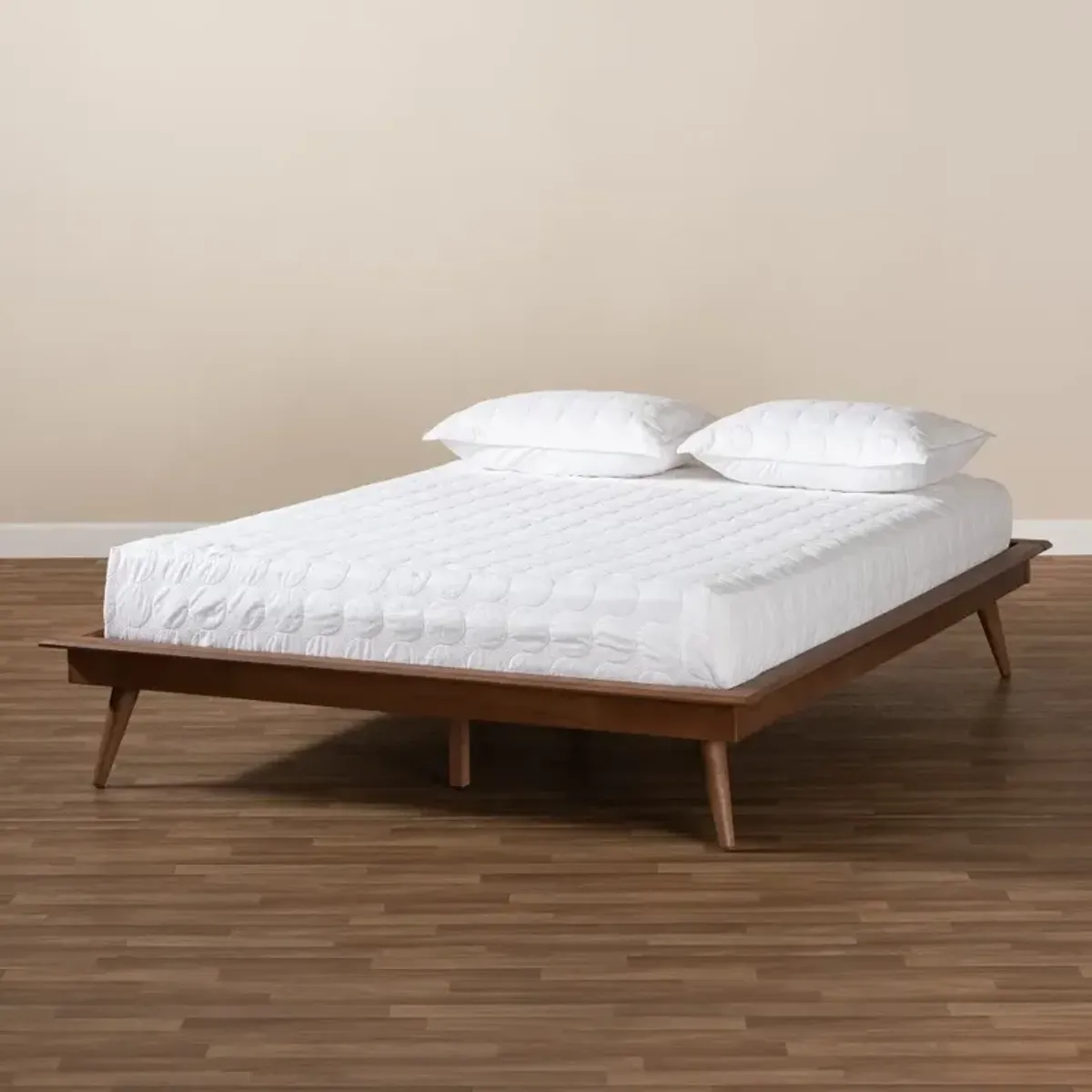 Karine Walnut Brown Full Platform Bed Frame