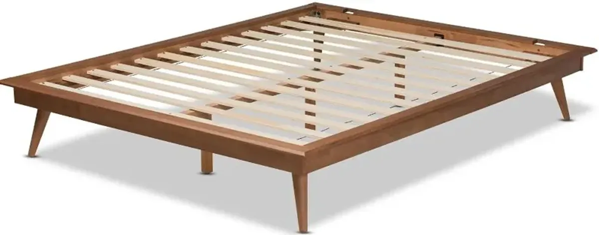 Karine Walnut Brown Queen Platform Bed Frame