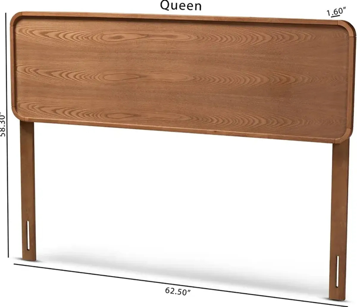 Mailene Mid-Century Modern Walnut Queen Headboard