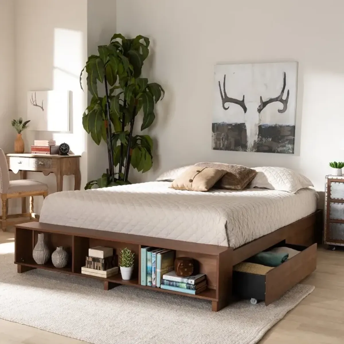 Arthur Ash Walnut Queen Platform Storage Bed