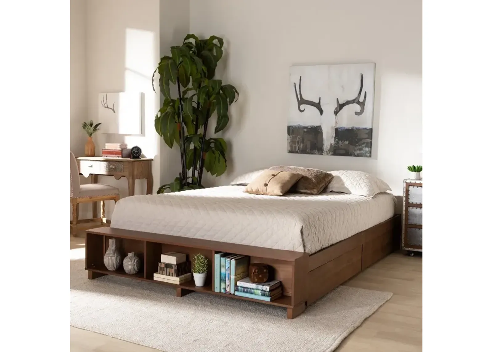 Arthur Ash Walnut Queen Platform Storage Bed